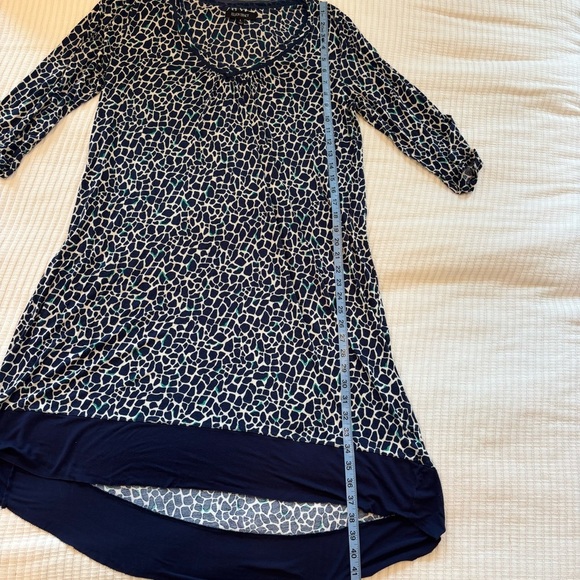 Ellen Tracy Women's V-Neck Navy Blue Leopard Print Mesh Detail Nightgown Size L - Picture 10 of 10